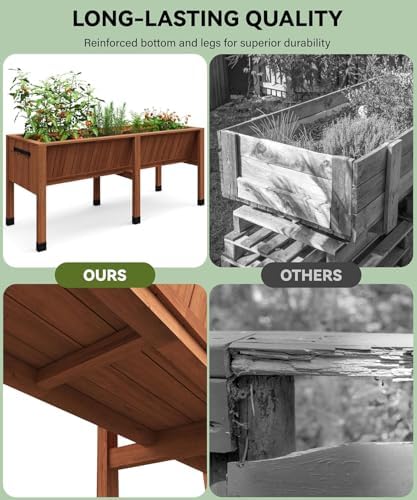 72x26x30 Inch Raised Garden Bed With Leg, Elevated Wood Planter Box Stand for Vegetables, Herbs & Flowers, 6x2x2.5 Ft Outdoor Standing Planter w/Hooks,13.7In Depth Plante for Backyard, Patio, Balcony