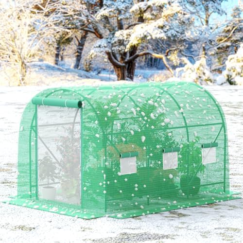 10x7x7 ft Greenhouse, Outdoor Walk-in GreenHouses with Screen Windows and Dual Zippered Door, Portable Waterproof Green Houses Tent for Outside Heavy Duty with Reinforced Frame #2