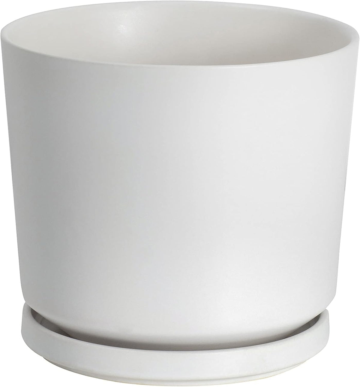 Ekirlin 7 inch Plant Pots,Ceramic Flower Planters Indoor,Modern Succulents Containers with Drain Hole Saucer,Decorate Home,Office & Outdoor (White)