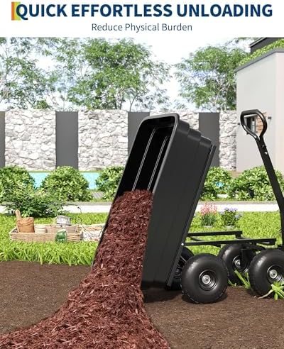 Poly Dump Cart - Heavy Duty 1200lbs Garden Cart with Quick-Release
