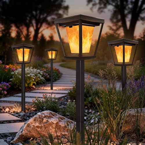 Flickering Flame Solar Pathway Lights – 6 Pack