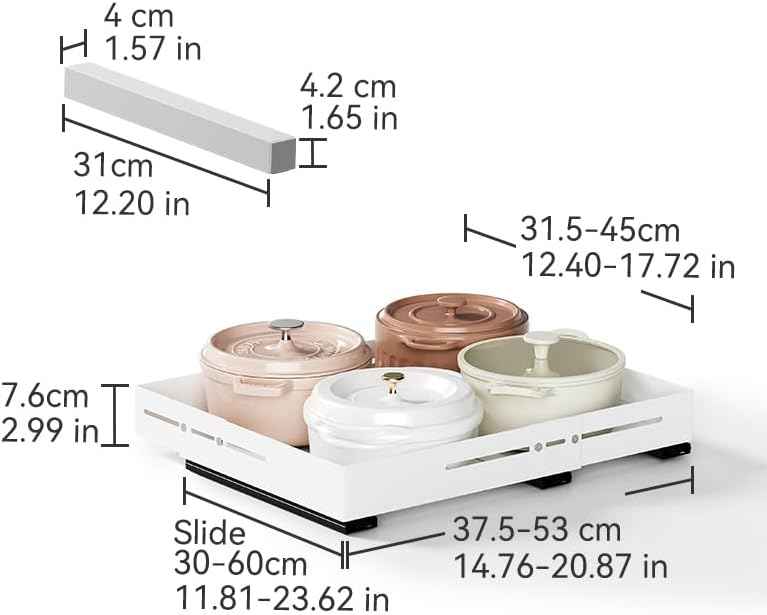 Pull Out Cabinet Organizer, 12.8"-17.5" D x 14.8"-20.5" W