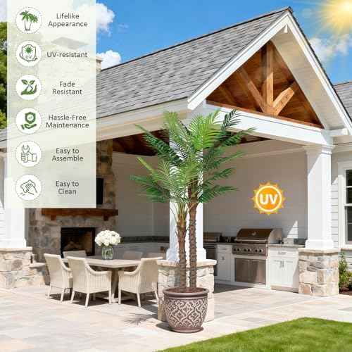 7FT UV-Resistant Faux Palm Tree–84in Artificial Palm Trees for Outdoors