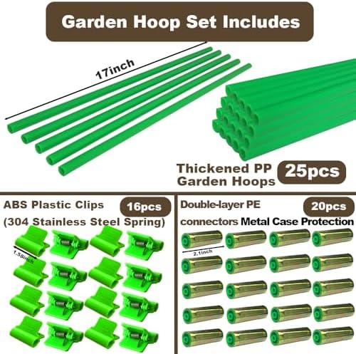 Greenhouse Hoops Set for DIY Grow Tunnel,Metal Connectors Thickened