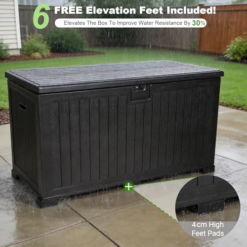 270 Gallon Outdoor Storage Box, Waterproof Extra Large Resin Deck Box