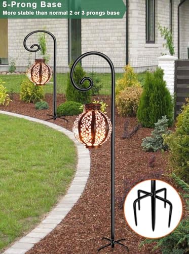 Koutemie 76 Inch Shepherds Hooks for Outdoor Hanging Plant, 2 Pcs