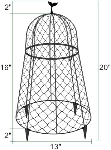 6 Packs Garden Cloches for Plants, Plant Protectors from Animals, Chicken Wire Cloche, Plant Cloche and Cage, Protection for Your Plants and Seedlings, 13" D x 20" H - Black