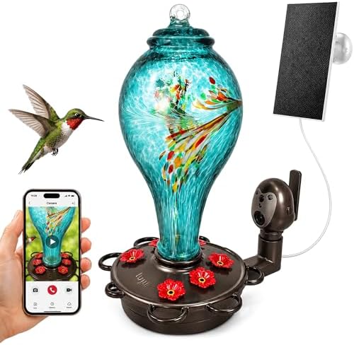 LUJII Smart Hummingbird Feeder with Camera for Outdoor Hanging, Hand