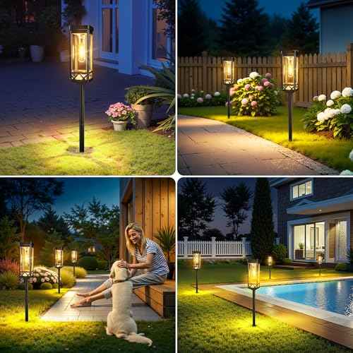KOOPER Taller Solar Pathway Lights Outdoor, 6 Pack Upgraded Brighter Solar Garden Lights Solar Powered, Up to 15 Hours Outdoor Solar Lights for Yard Landscape Walkway Driveway Sidewalk (Warm White)