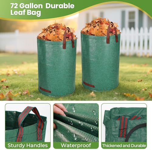2 Pack Garden Rake for Leaves: 18" Wide Heavy Duty Rakes for Lawns with 72 Gallon Leaf Bags and Scoops, Metal Leaf Rake Set with73 Adjustable Long Handle 25 Tines for Yard, Garden, Lawn