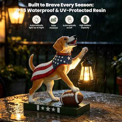 Solar Dog Garden Statues with Clearance Lights, 11 Inch Dog Figurine Home Decor, Garden Decor for Yard Lawn Porch Patio Balcony Home House, Birthday Gifts for Mom, Grandma, Women, Father, and Children