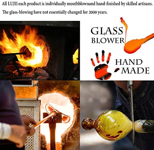 LUJII Hummingbird Feeders for Outdoors, Hand Blown Glass, Never Fade