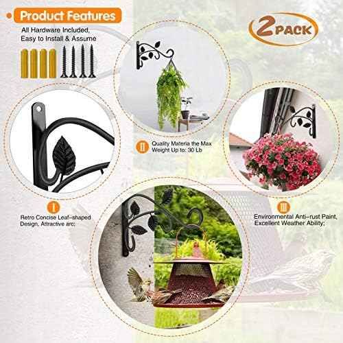 Hanging Plant Bracket, 12 Inch Wall Mount Hanger, Rust-Resistant Metal Plant Hanger for Flowers, Lanterns, Bird Feeders, Wind Chimes (Set of 1)