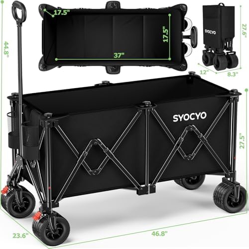 Beach Wagon Carts Foldable 580LBS Collapsible Wagon with Big