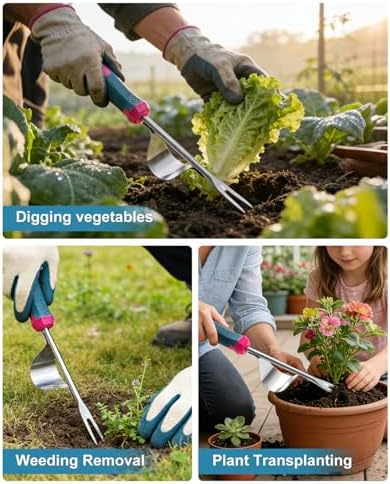 2026 Upgraded Weed Puller Tool, Leverage Base & V-Shaped Forks, Hand Weeder