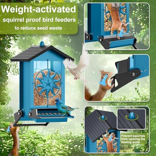 Squirrel Proof Bird Feeders for Outdoors with Weight-Activated, 5LB