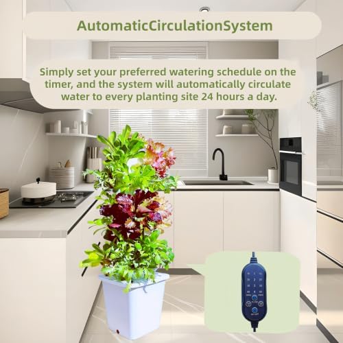 Hydroponic Growing Tower, 35-Pod Indoor Vertical Garden with Pump &