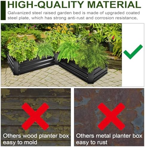 5 x 5 x 1 Ft Galvanized Metal Raised Garden Bed Large Planter Tall