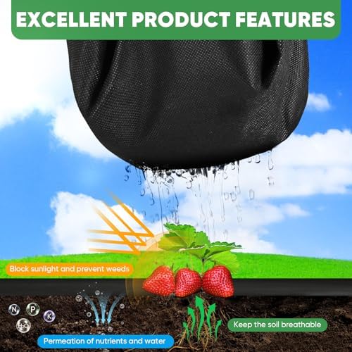 Non-Woven Thick Weed Barrier Fabric 3FT x 32FT, 3.2 oz Heavy Duty Weed Barrier Landscape Fabric, Ground Cover for Superior Weed Control, Easy Setup for Gardens, Landscaping, Flower Beds