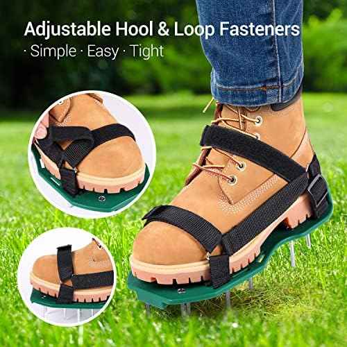 Ohuhu Lawn Aerator Shoes with Hook & Loop Straps, All New Unique Design Free-Installation Heavy Duty Spiked Aerating Sandals, One-Size-Fits-All for Yard Patio Lawn Garden