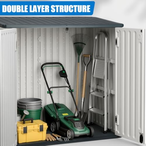 EHHLY Horizontal Resin Storage Shed, 35 Cuft Garden Tool Sheds &