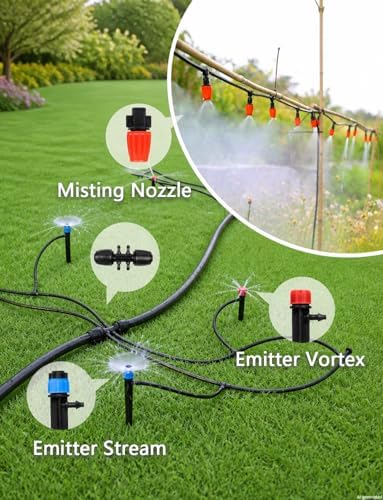 240FT Drip Irrigation System kit, Upgrade Automatic Garden Watering Kit with 1/2 inch Main Tubing ＆1/4 inch Distribution Hose, Quick-Connect Drip Irrigation Kit for Raised Bed, Greenhouse, Lawn, Patio