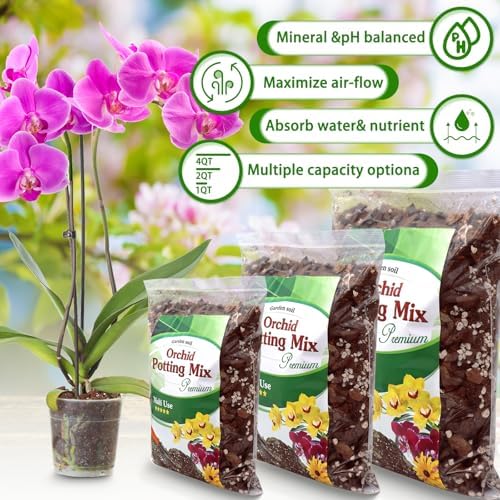 Orchid Potting Mix,Premium Orchid Bark Potting Mixture of Pine Bark,Perlite
