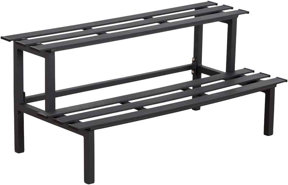 Sturdy 2-Tier Metal Plant Stand for Outdoor & Indoor, Decorative Planter Display Shelf Unit for Garden Patio Balcony Living Room