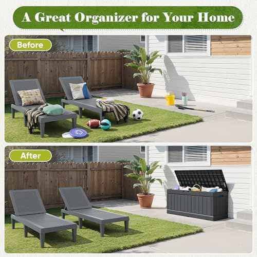 Flamaker Outdoor Storage Box 80 Gallon Resin Waterproof Deck Box