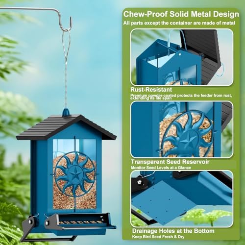 Squirrel Proof Bird Feeders for Outdoors with Weight-Activated, 5LB