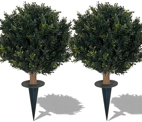 Artificial Boxwood Ball Bush 27" Tree UV Resistance Rated with Spike.