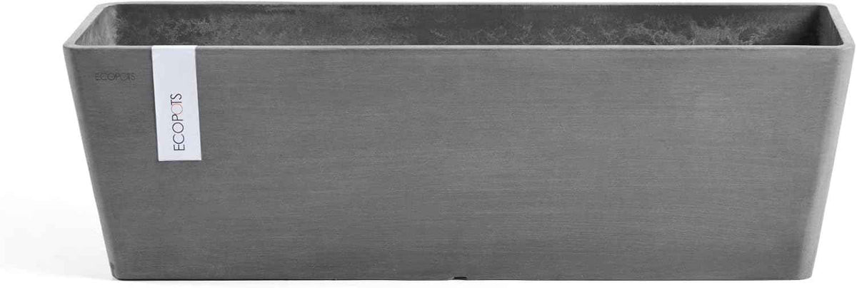 Ecopots Bruges Durable Modern Rectangular Indoor/Outdoor Recycled-Based Composite Flower Pot Planter, Grey, 17.75"