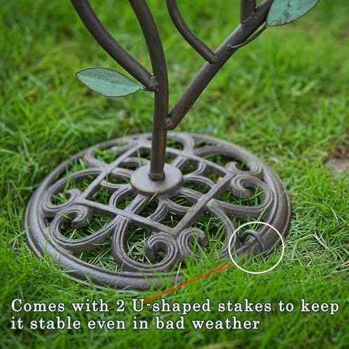 Cast Iron Pedestal Bird Baths for Outdoors，Metal Bird Bath and Bird House