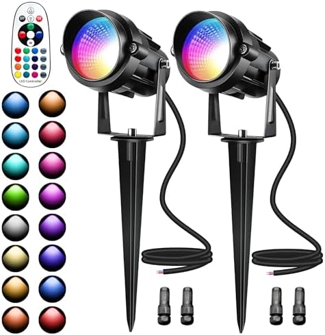 Christmas Landscape Lights 12W RGBW Outdoor Spot Lights for Yard, Low