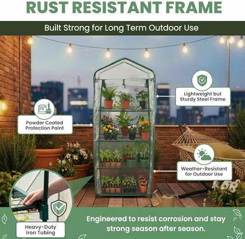Pure Garden 4 Tier Mini Greenhouse, 27.5x19x63-Inch
