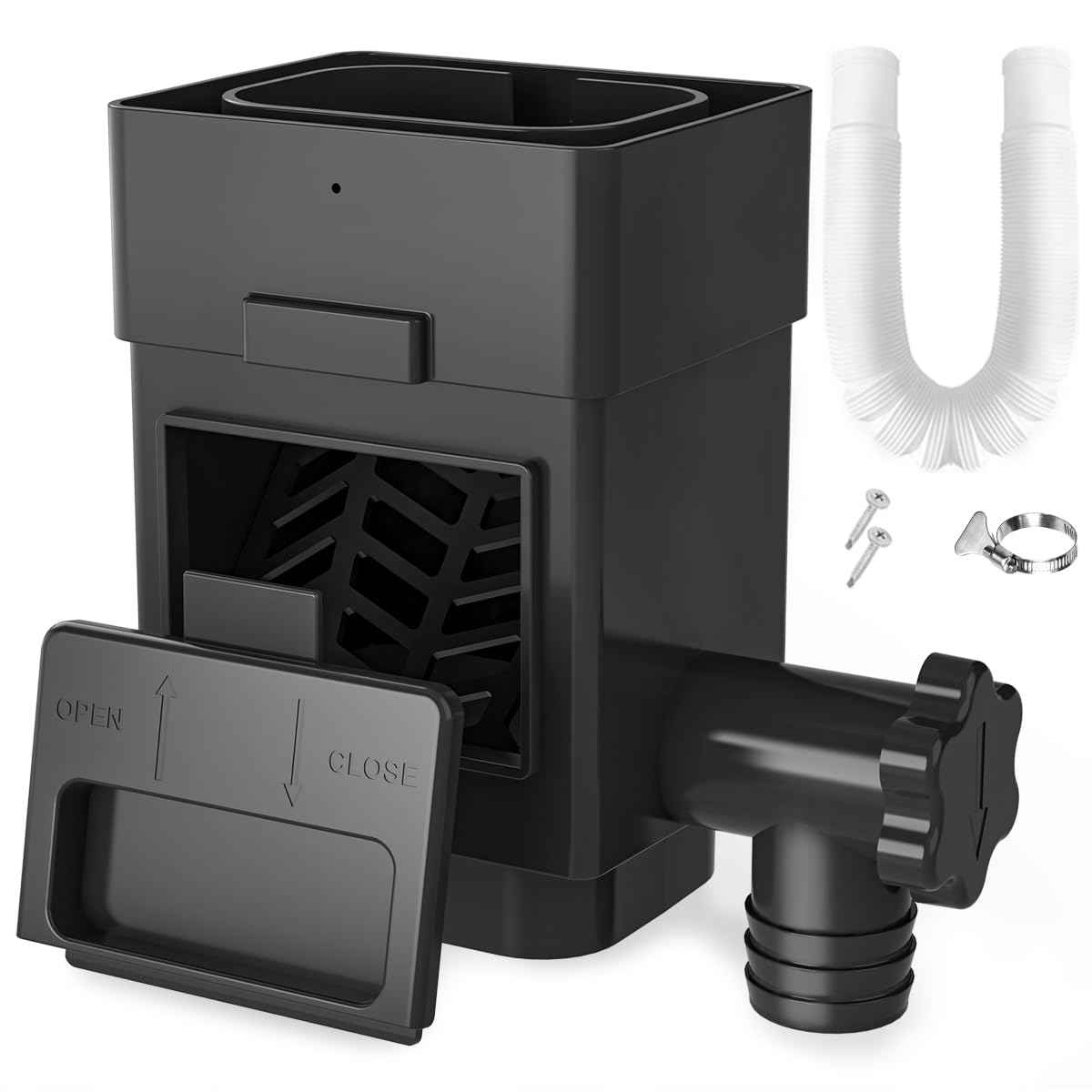 Anivia Rainwater Collection System, Downspout Diverter Fits for 2x3 or 3x4 Inch Standard Downspouts, Rain Barrel Diverter Kit with Adjustable Valve and Filter. 5ft Hose - Black