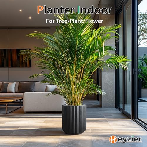 Heyzier Round Concrete Planter Outdoor Indoor, Large Cement Plant Pots