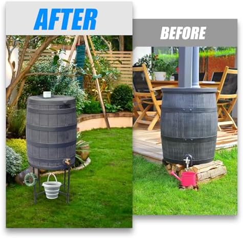Z8 Solid Rain Barrel Stand with Bucket & Hose Hooks Heavy Duty Water