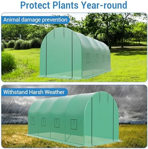 15x7x7 ft Walk-in Greenhouse for Outside - Heavy Duty Galvanized Steel