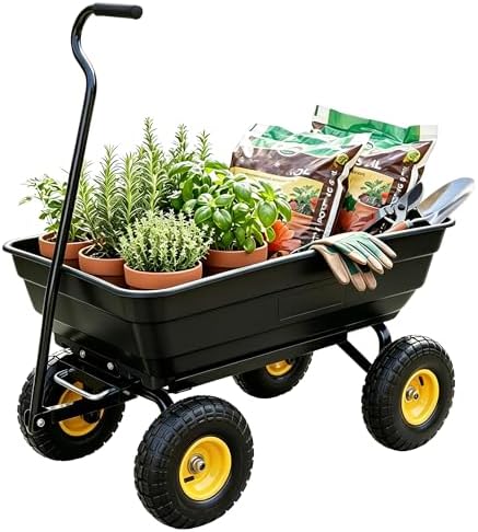 NORTHSKY Garden Dump Cart Wagon 600 Lbs,Heavy Duty Yard Wheelbarrow