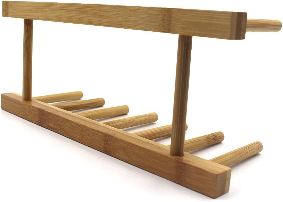 INNERNEED Bamboo Dish Rack, Vertical Plate and Lid Organizer