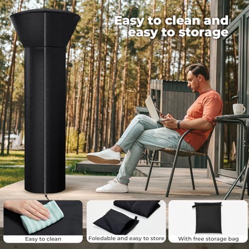 Patio Heater Covers, Heavy-duty and Weather-resistant Oxford Fabric, Waterproof, Dust-proof, Snow-proof, Windproof, with Zipper and Storage Bag (Round Stand Up)