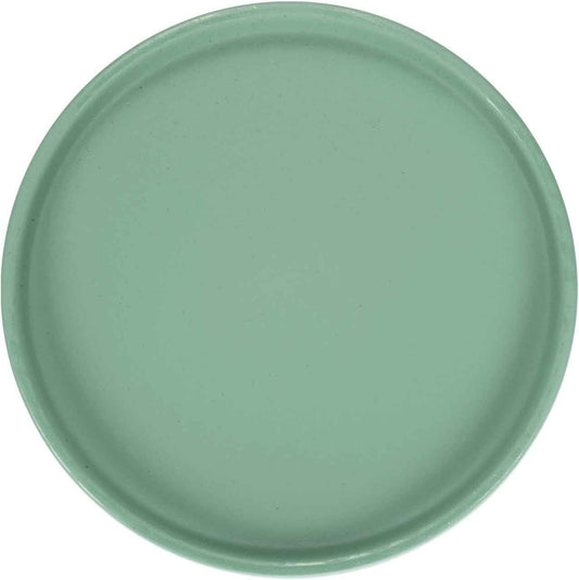 M METERXITY Ceramic Plant Saucer, 6.3 Inch Plant Water Catcher Tray, Plant Pot Saucers for Indoor/Outdoor Plants/Flower Drainage Drip Water Tray [Round Green Blue]