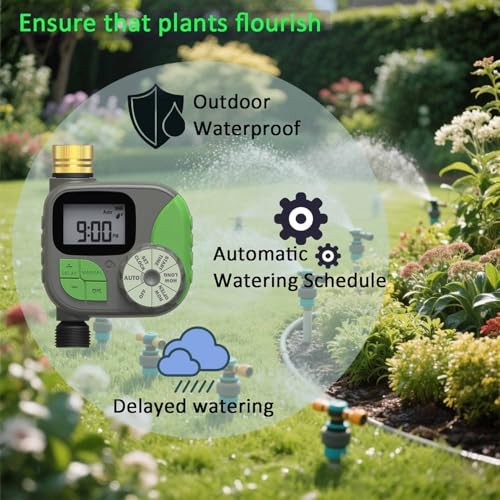 Drip Irrigation Kit Automatic Watering System with Water Timer 64FT