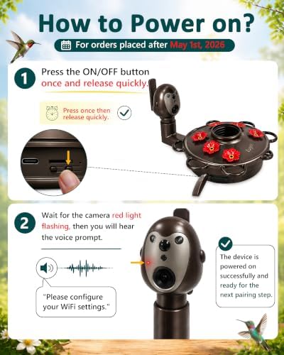 LUJII Smart Hummingbird Feeder with Camera for Outdoor Hanging, Hand