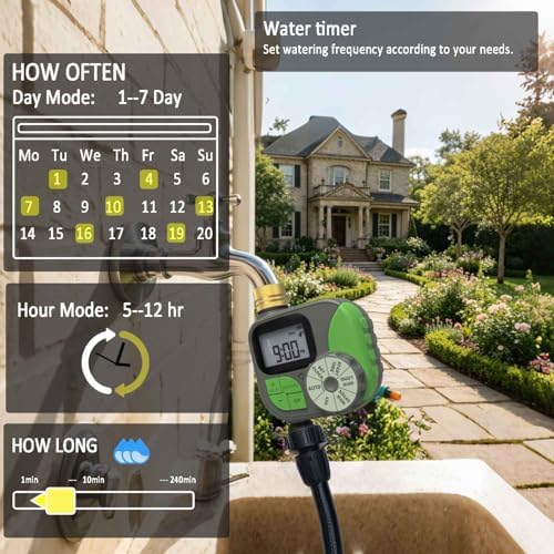 Drip Irrigation Kit Automatic Watering System with Water Timer 64FT
