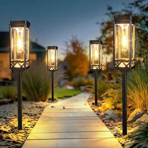 KOOPER Taller Solar Pathway Lights Outdoor, 8 Pack Upgraded Brighter Solar Garden Lights Solar Powered, Up to 15 Hours Outdoor Solar Lights for Yard Landscape Walkway Driveway Sidewalk (Warm White)