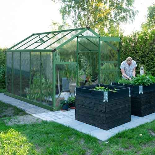 Vingli Greenhouse for Outdoors, Polycarbonate Heavy Duty Green House with Roof Vents for Winter, Aluminum Tunnel Large Walk-in Greenhouse for Outside Garden Backyard, Easy Setup (6x10FT - Green)