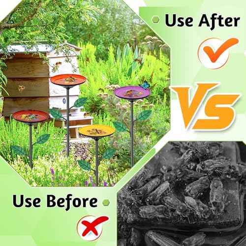 4 Pack Bee Watering Stations Metal Butterfly Bee Feeder for Yard Decor