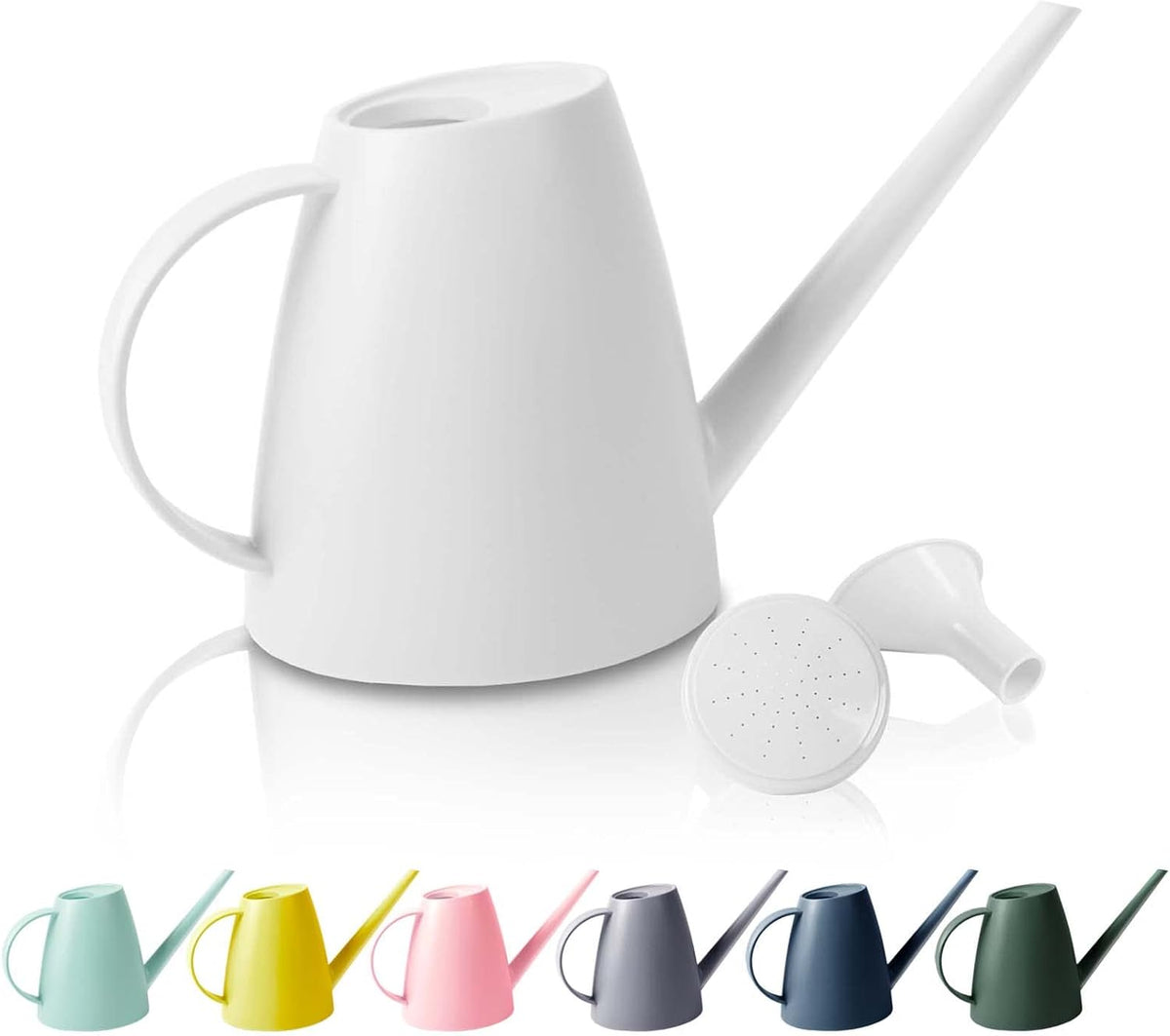 Watering Can for Indoor Outdoor Plants, Modern Small Watering Cans with Removable Nozzle, Long Spout Watering Can for Indoor Bonsai Plants Garden Flowers 1/2 Gallon 1.8L 60OZ (White)